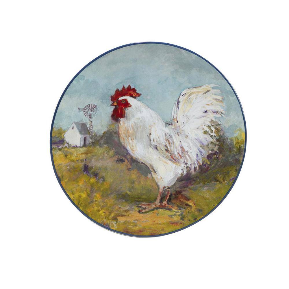 Rooster Meadow Ceramic 11" Dinner Plates, Set of 4