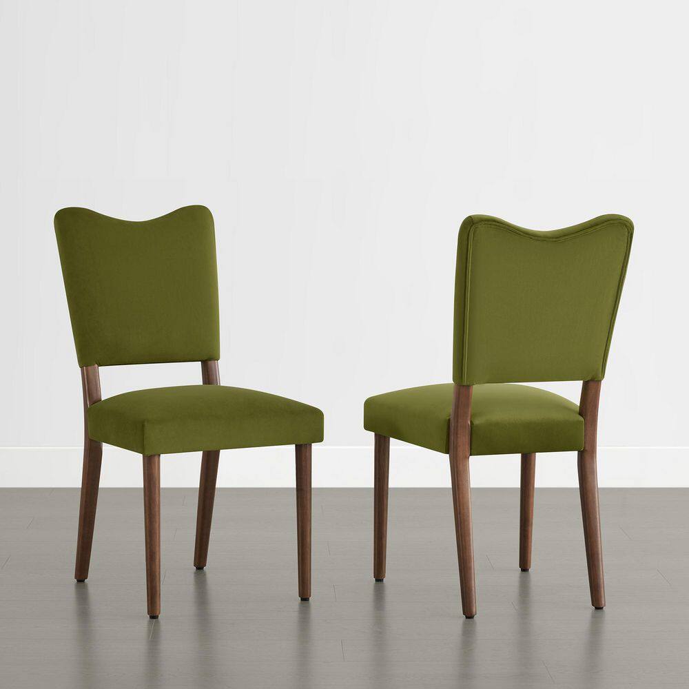 Penelope Green Velvet Upholstered Curved Back Dining Chair with Solid Rubber Wood Legs, Set of 2 price history on PriceWatchPro