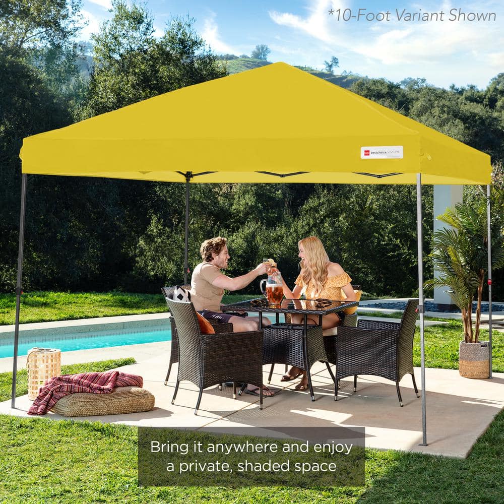 Yellow 12x12ft Adjustable Height Pop-Up Canopy Tent with Storage Bag