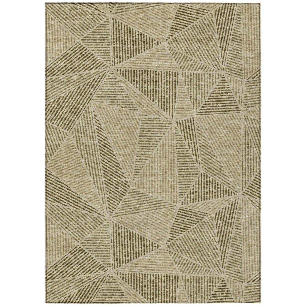 Khaki, Brown, Beige 9 ft. x 12 ft. Woven Geometric Polyester Rectangle Indoor/Outdoor Area Rug price history on PriceWatchPro