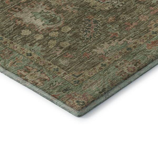 Mayfield Premium Machine Washable Abstract AMF2104 Olive 3 ft. x 4 ft. Area Rug