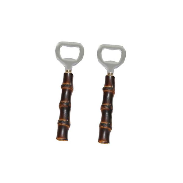 Stainless Steel Bottle Openers with Handcrafted Bamboo Handles and Cool Black Finish