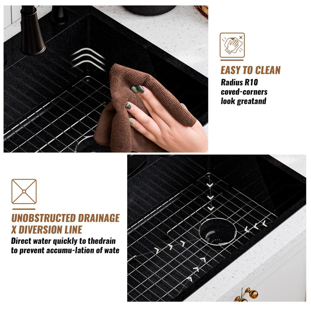 33" Gunmetal Black Stainless Steel Farmhouse Kitchen Sink