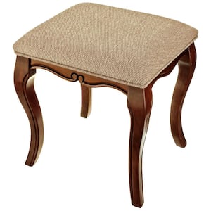 Lady Guinevere Brown Cherry Finish Vanity Stool 20" H X 17" W X 17" D
