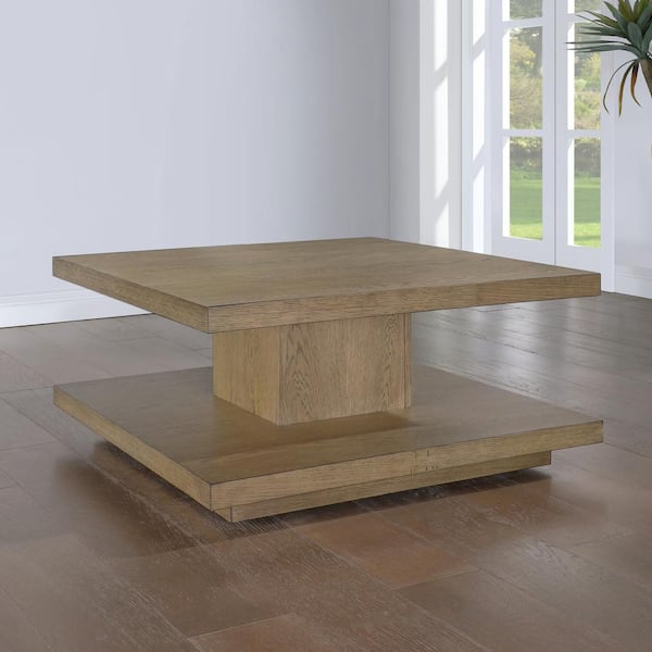 Canyon 38 in. Brown Square Wood Cocktail Coffee Table