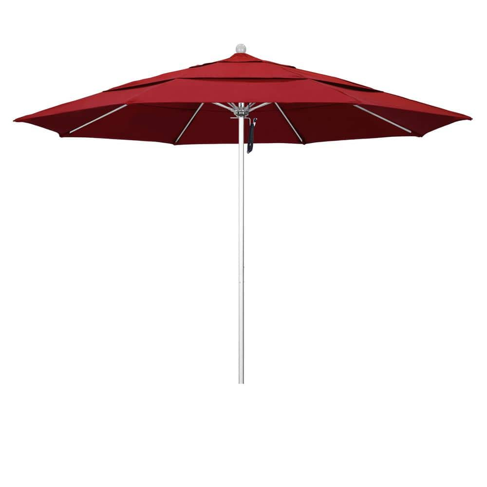 California Umbrella 11 ft. Silver Aluminum Commercial Market Patio ...