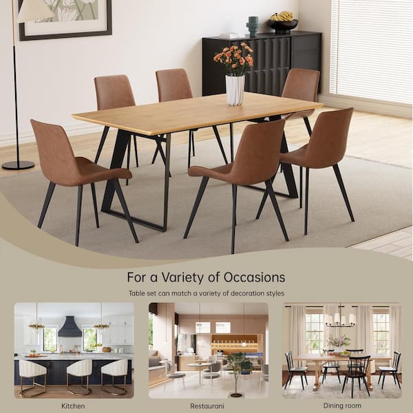 Have a question about GOJANE 7-Piece Set of Brown Chairs and Oak