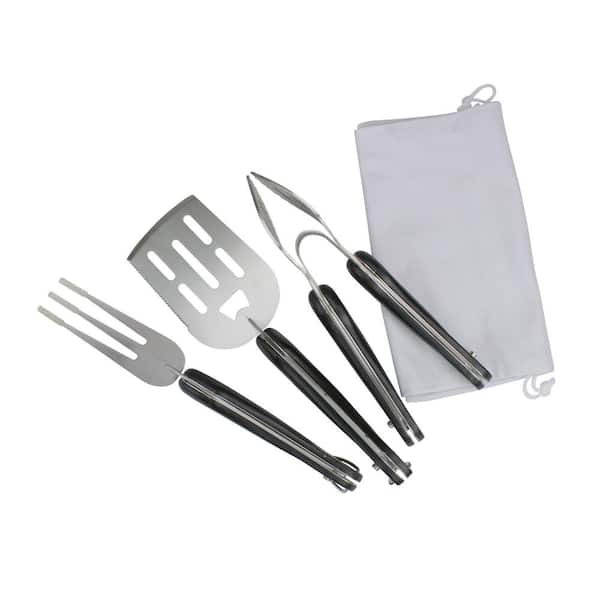 Avon 18 in. Black and Silver Folding BBQ Tool Set ((Set of 3)
