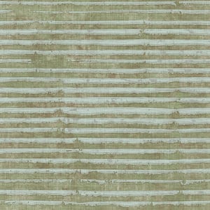 Green/Turquoise Italian Textures 2-Horizontal Stripe Texture Vinyl on Non-Woven Non-Pasted Wallpaper (Covers 57.75sq.ft)