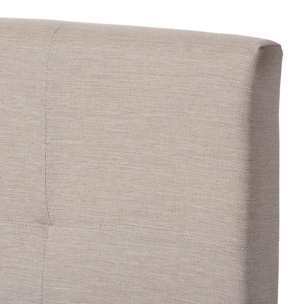 Beige Tufted Upholstered Queen Bed with Wood Frame