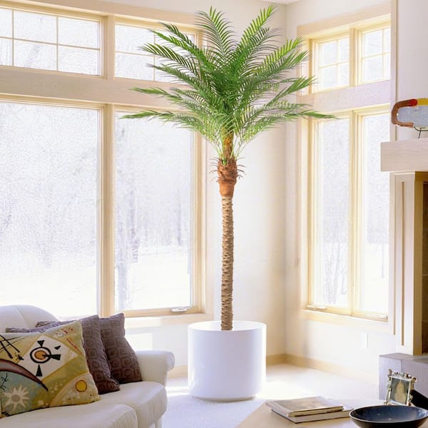 2-Pieces Trees 9 ft. Artificial Palm Tree w/ Black Pot and 21-Adjustable Leaves 108 in. Green Plants Outdoor Indooe Dec