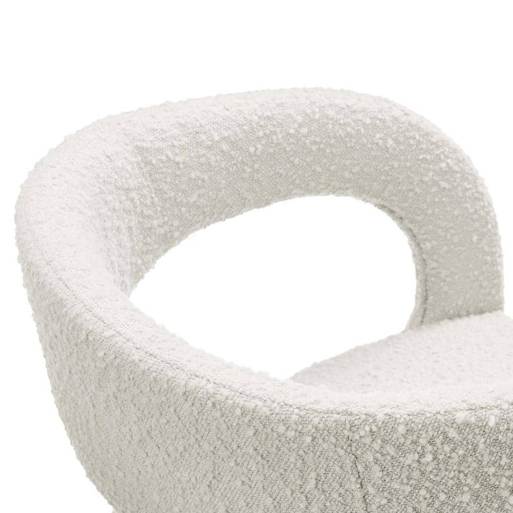 Ivory Boucle Upholstered Low Back Dining Chair Set