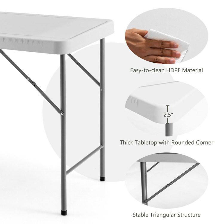 White Folding Fish Cleaning Table with Sink and Faucet