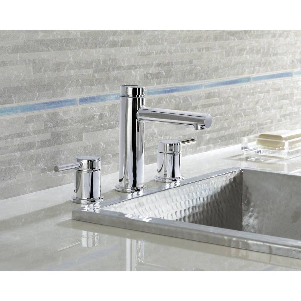 Polished Chrome High Arc Widespread Bathroom Faucet with Drain Assembly