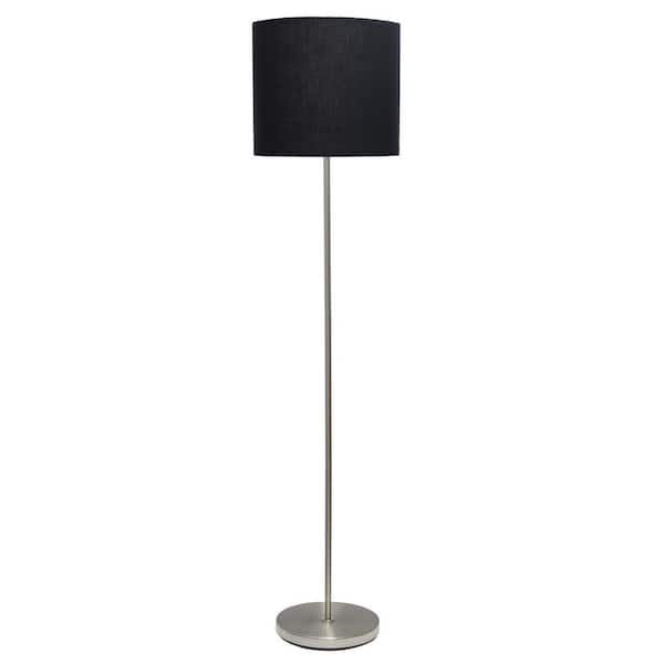 Creekwood home Vista 57 in. Brushed Nickel/Black Shade Contemporary Standard Floor Lamp for Living Room