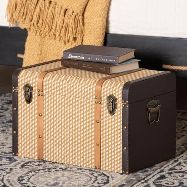 Manton Light Brown Suede Storage Trunk 19 in.