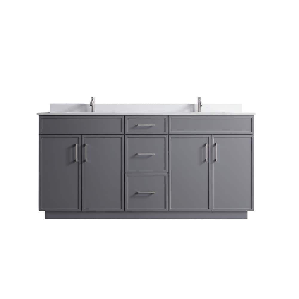 VSC 72in. W x 22in. D x 35in. H Double Sink Freestanding Bath Vanity in Gra