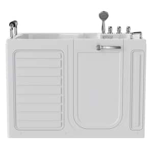 54 in. x 30 in. Right Drain Japanese Soaking Bathtub Walk in Bath Tub with Outward Opening Door in White