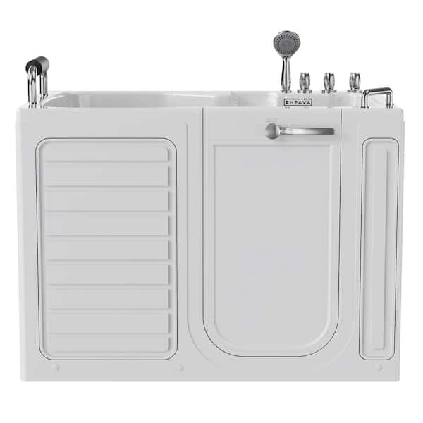Empava 54 in. x 30 in. Right Drain Japanese Soaking Bathtub Walk in Bath Tub with Outward Opening Door in White