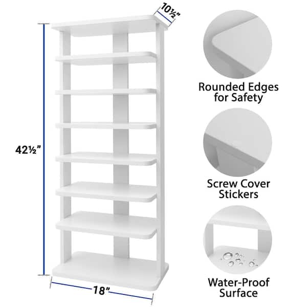 5 Tiers Shoe Rack, Sesslife White Shoes Organizer for Entryway