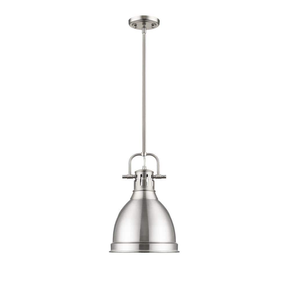 Transitional Pewter Mini Pendant Light with Silver Shade