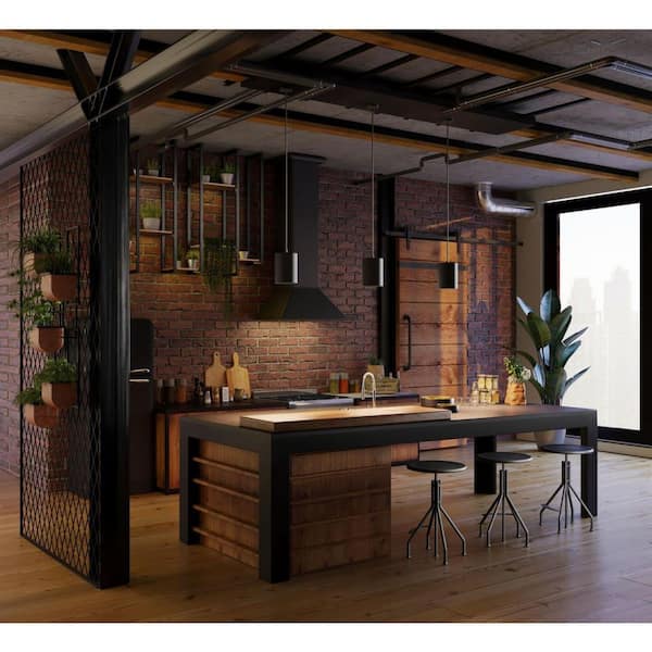 Cylinder Collection 5 in. 1-Light Black LED Modern Outdoor Pendant Hanging Light