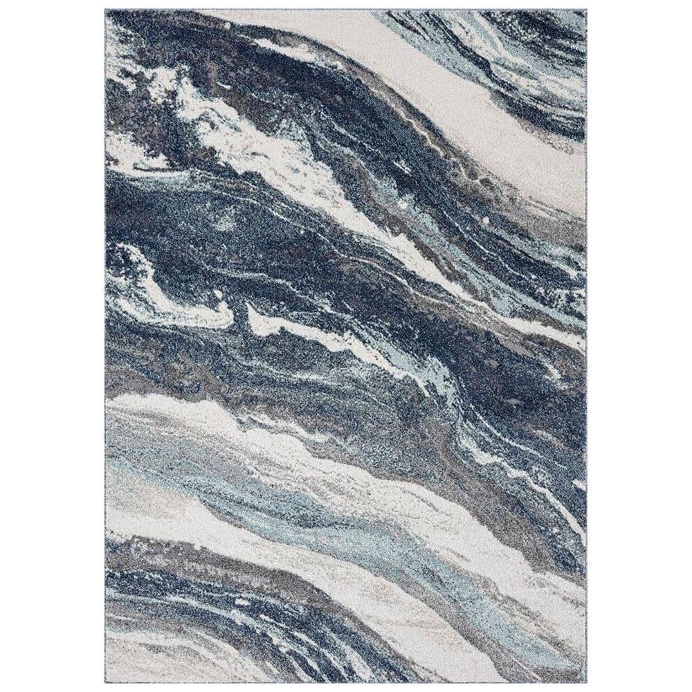 Blue 5 ft. x 7 ft. Abstract Indoor Polypropylene Area Rug