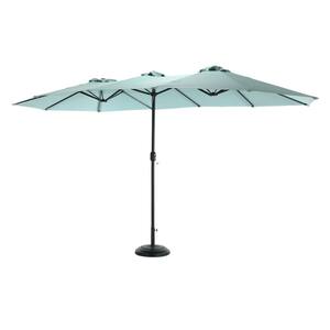 14.8 ft. Light Green Outdoor Patio Umbrella Crank Design Double Sided Umbrella