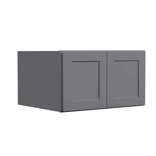 30 in. W x 24 in. D x 18 in. H in Shaker Grey Plywood Ready to Assemble Kitchen Wall Cabinets with 2-Doors