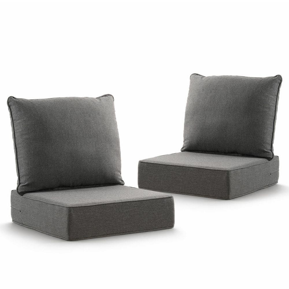 22 in. x 24 in. x 6 in. 4-Piece Olefin Deep Thick Seating Outdoor Lounge Chair Sofa Replacement Cushion in Dark Gray price history on PriceWatchPro