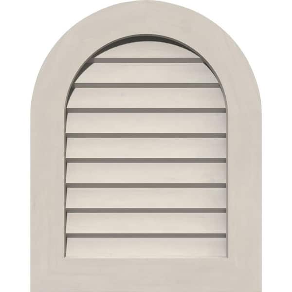 Ekena Millwork 17 in. x 19 in. Round Top Primed Smooth Pine Wood Paintable Gable Louver Vent