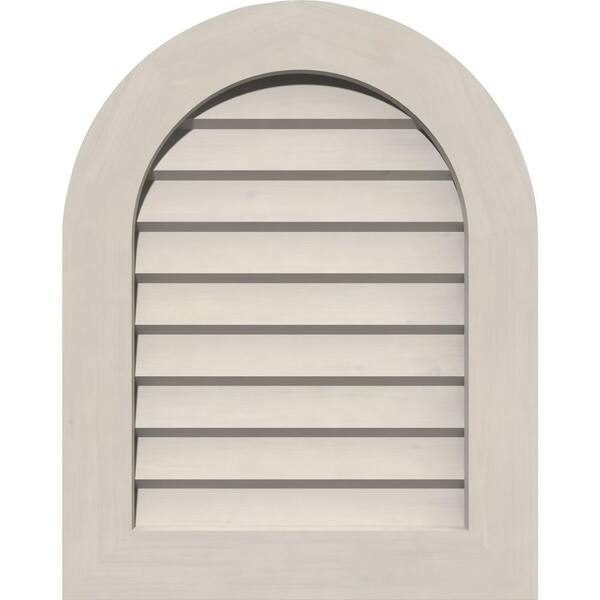 Ekena Millwork 23 in. x 25 in. Round Top Primed Smooth Pine Wood Built-in Screen Gable Louver Vent