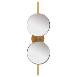 Ileva 7.25 in. W x 25 in. H Iron Round Modern Gold Wall Mirror