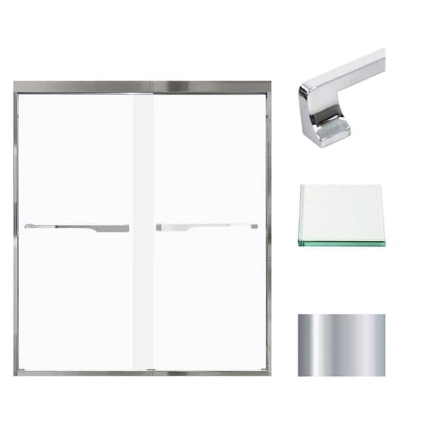 Transolid Frederick 59 in. W x 70 in. H Sliding Semi-Frameless Shower Door in Polished Chrome with Frosted Glass