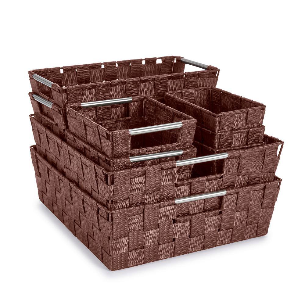 Set of 9 Large Storage Baskets for Organizing, Mesh Hand-Woven Basket, Line