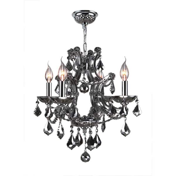 Worldwide Lighting Lyre Collection 4-Light Chrome Crystal Chandelier