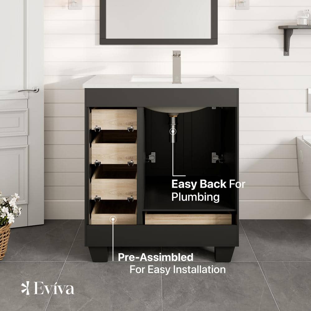 Happy 30" Espresso Birch Vanity with Carrara Marble Top