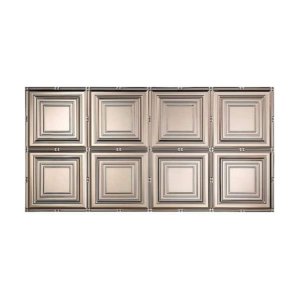 Fasade Portrait 2 ft. x 4 ft. Glue Up PVC Ceiling Tile in Brushed Nickel