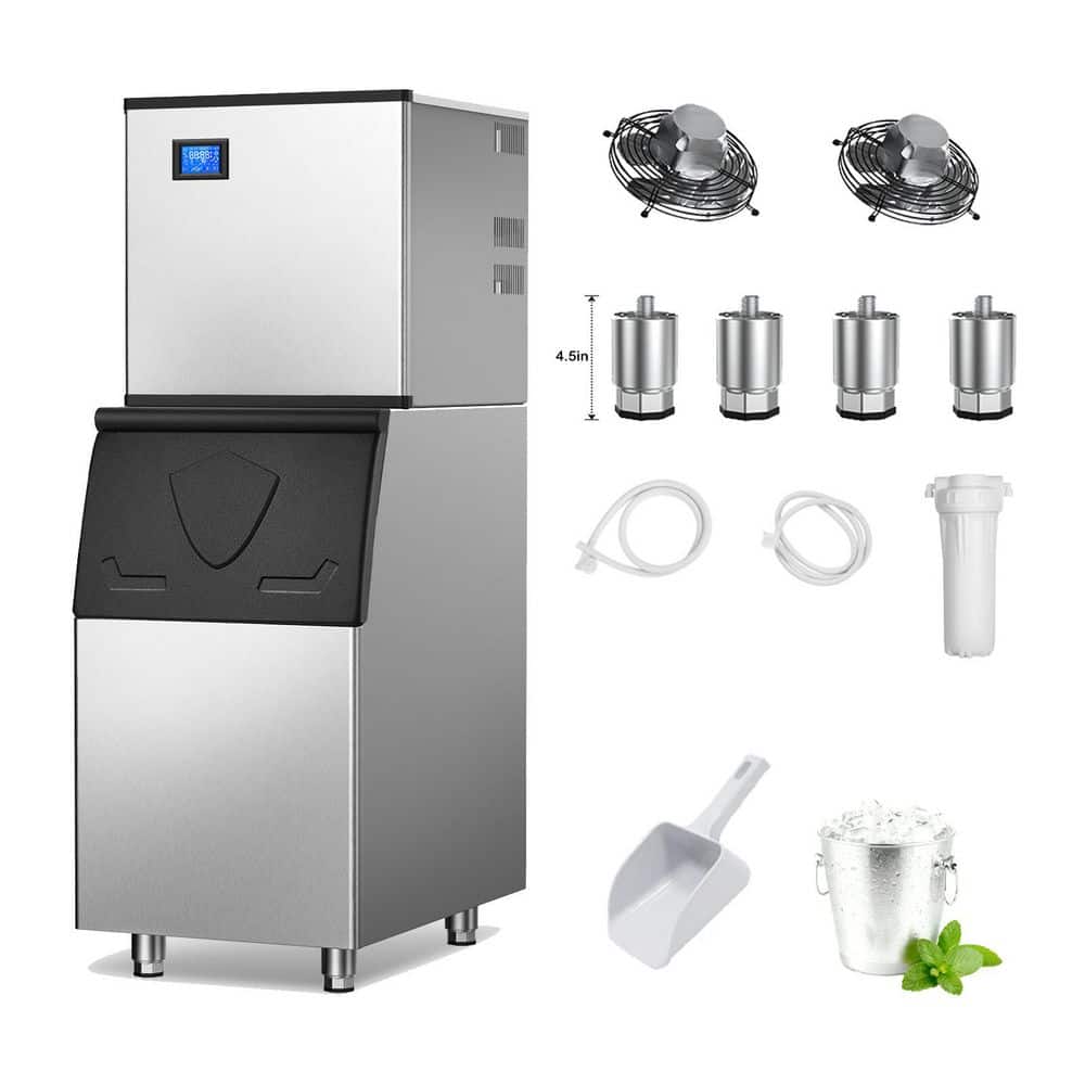 22.3 in. 520 lb./24 H Split Commercial Freestanding Ice Maker 156-Full Size High-Density lce Cube/Cycle 2-Pack in Silver