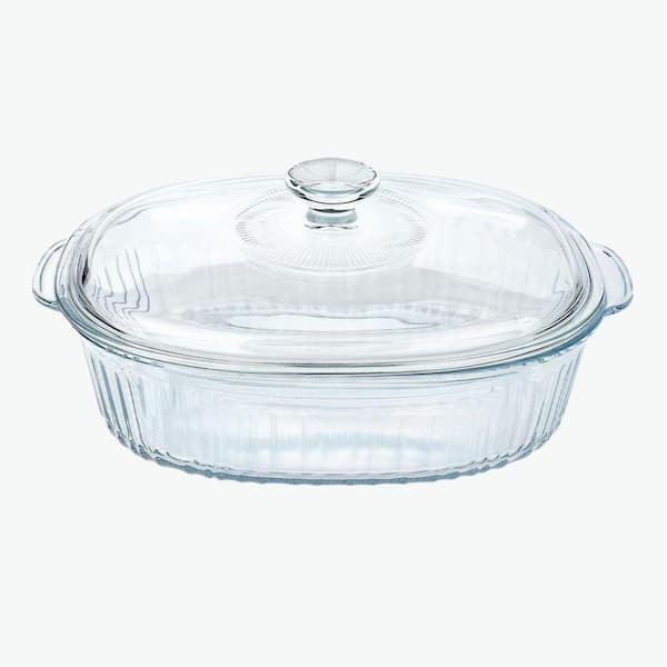 JFVKAF 2.8L 3 qt. Large Oval Glass Casserole Baking Dish with Lid