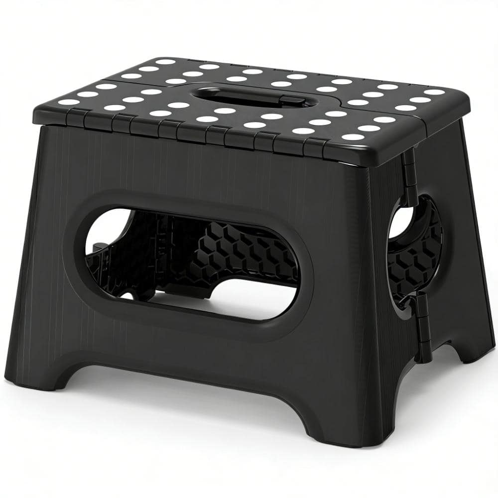 9 In Folding Sturdy Step Stool, Holds 600 lb, Non-Slip Surface
