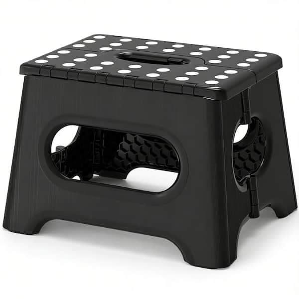 9 In Folding Sturdy Step Stool, Holds 600 lb, Non-Slip Surface