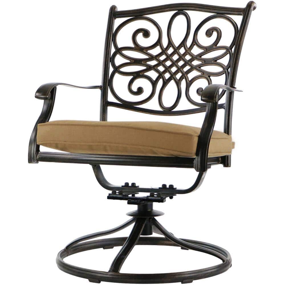 Bronze 7-Piece Outdoor Dining Set with Beige Cushions