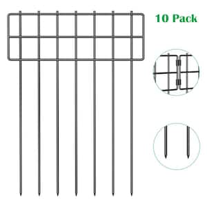 17 in H, 13 in W Metal Garden Fence, T-Shaped Garden Fence Square Lattice Model 10-Piece Set