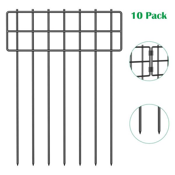 Oumilen 17 in. H x 13 in. W Metal Garden Fence, T-Shaped Garden Fence ...