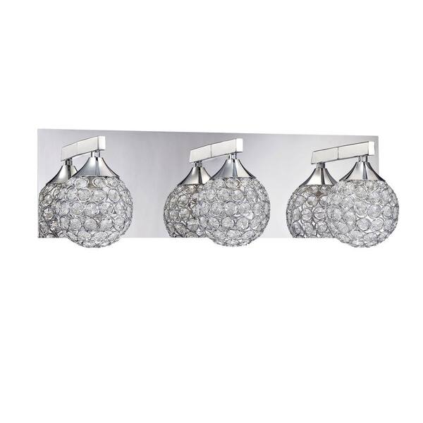 Designers Choice Collection CRYS Series 3-Light Chrome Bath Light