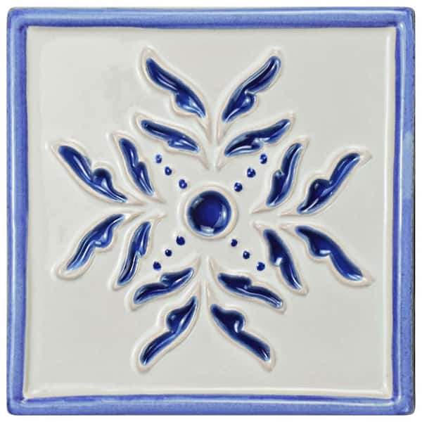 Merola Tile Novecento Taco Evoli Cobalto 5-1/8 in. x 5-1/8 in. Ceramic Wall Tile (0.19 sq. ft./Each)