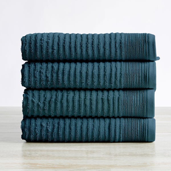 Hand Towels 100% Organic Cotton Ribbed Bath/Hand Towels, Navy