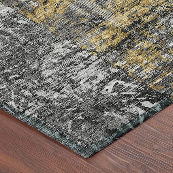 Chantille Machine Washable Indoor/Outdoor Abstract ACN2785 Black 2 ft. x 7 ft. Runner Rug