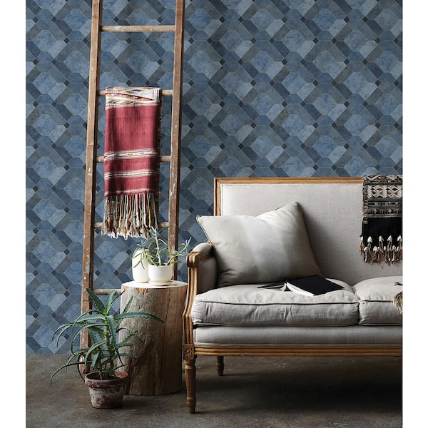 Devonshire Blue Marble Paper Strippable Roll Wallpaper (Covers 56.4 sq. ft.)